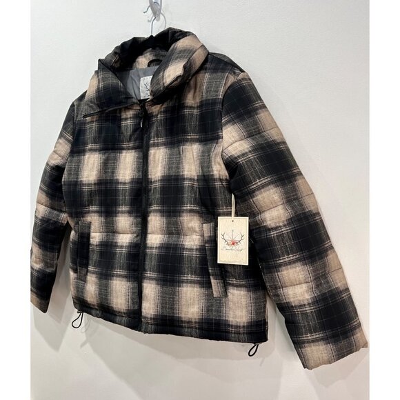 NWT Boundless North Size S Plaid Puffer Jacket Brown MSRP $128 - Picture 13 of 14
